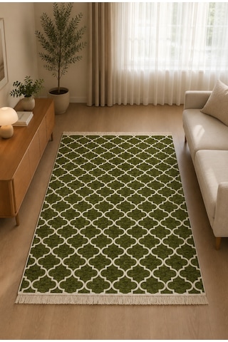 Kilim Paspas Çok Amaçlı Halı Makinede Yıkanabilir Toz Yapmaz Haki