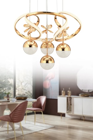 İstanbul Avize Rodin 4'lü Gold Sarkıt Beyaz Power Led Taşlı Ledli Avize