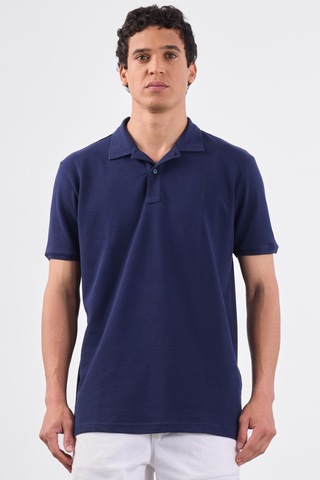 Dufy Lacivert Polo Yaka Pamuklu Düz Renk Slim Fit Erkek T-shirt Lacivert