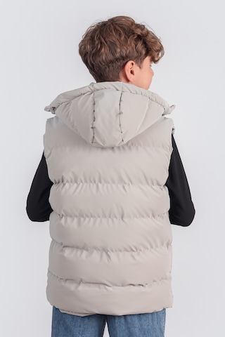 Kapüşonlu Erkek Çocuk Nova Kumaş Şişme Yelek Bej