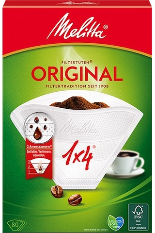 Melitta 1x4 Original Beyaz Kahve Filtre Kağıdı 80'li
