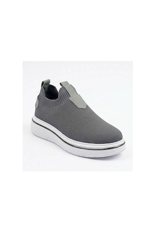 Daytex 1111 Erkek Slip-on - Full Triko Örgü Sportif Kalın Eva Taban Sneaker Füme