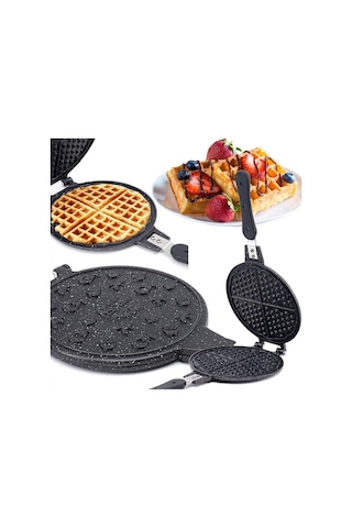 20cm Granit Döküm Waffle Tava Bakalit Sap 5705 Çok Renkli
