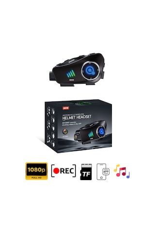 Q28 İntercom Kameralı Hd 1080p Kameralı Kask Kulaklık Su Geçirmez 32gb Hafıza Kartlı