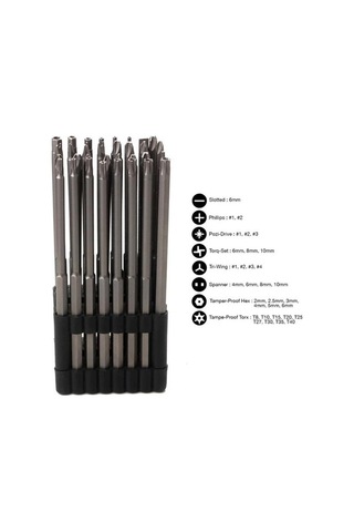 Pazly Altın Tornavida Ucu Seti - Dayanıklı Çok Yönlü Set, 32 Adet, Gümüş Renk