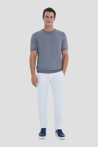 Sabri Özel Erkek Gri Dar Kesim Slim Fit Viskon Triko Bisiklet Yaka Tişört