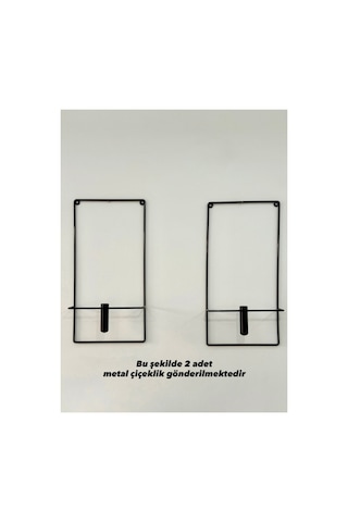 MetaQuartz Aksesuar 2'li Kare Siyah Metal Çiçeklik , Modern Dekoratif Metal Çiçeklik