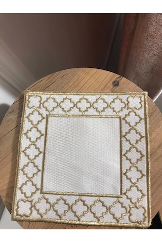 Nivemeshome Fas Nakışlı Gold Kare 6 Adet Keten Kokteyl Peçetesi Kahve Yanı Sunumluk Gold