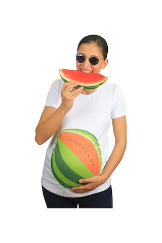 Mummy's Baby Hamile Tişört Karpuz Beyaz 8188