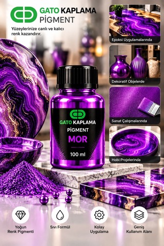 Gato Kaplama Solvent Bazlı Transparan Sıvı Pigment Boya 100 Ml Mor Renk Renklendirici