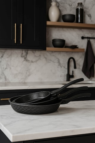 Brillant Octantis 3 Lü Granit Tava Seti 20 Cm, 24 Cm, 28 Cm Dkm-tv-6564 Siyah