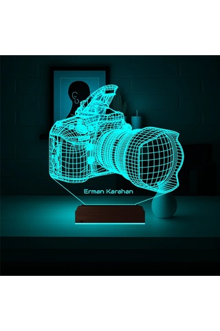 Luvivia Fotoğraf Makinesi Fotoğrafçı Hediye Kişiye Özel 3d Lamba - Masa Gece Lambası Şeffaf