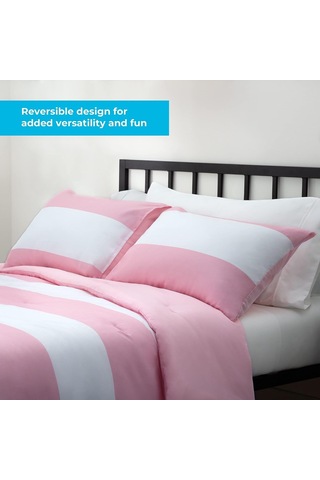 Dört Mevsim Hipoalerjenik Kuş Tüyü Alternatif Mikrofiber Yorgan, İkiz Xl, Pembe/beyaz Çok Renkli