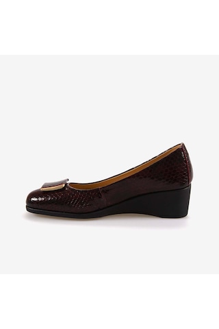 Mocassini Hakiki Deri Rugan Kadın Topuklu Babet 0128 Bordo