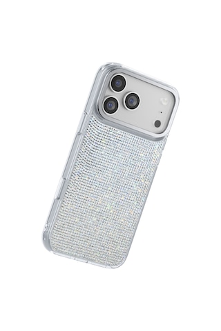 İphone 17 Pro Kılıf M-safe Özellikli El İşlemeli Swarovski Taşlı Zore Paris Riva Sert Pc Kapak Gümüş