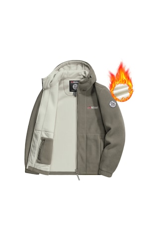 Snapbuy Kapüşonlu, Polar Erkek Ceket Haki Yeşil