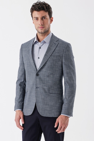 İmza Koyu Lacivert Desenli Armürlü Mono Yaka Çift Yırtmaç 6 Drop Slim Fit Dar Kesim Klasik Ceket 1002235133-koyu Lacivert Koyu Lacivert