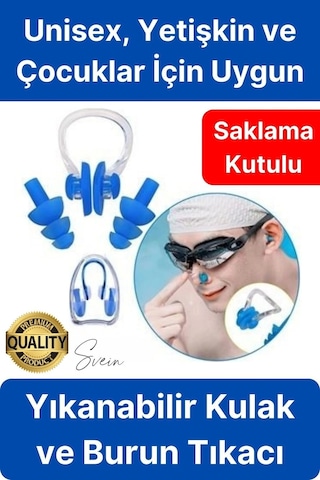 Kulak Ve Burun Tıkama Seti Deniz Havuz İçin Su Kaçmasını Önleyici Tıkaç Yüzücü Tıkacı Silikon