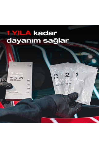 Glasshield Wipe On Araç Nano Yağmur Kaydırıcı Ve Su İtici Mendil 1 Yıl Etkili Cam Bakımı, Cam Yüzey Yağmur Tu