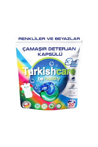 Turkishcare 3 in Pods Renkliler ve Beyazlar Çamaşır Deterjan Kapsülü 500 G