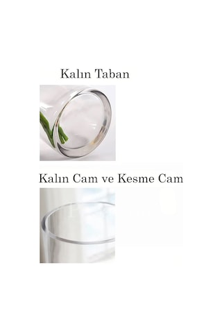 Silindir Cam Vazo 12 Cm Genişlik 25 Cm Yükseklik Kalın Taban Kalın Cam Kesme Beyaz
