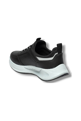 Acropol 137-26 Deri Anatomik Erkek Sneaker Siyah Gümüş Siyah