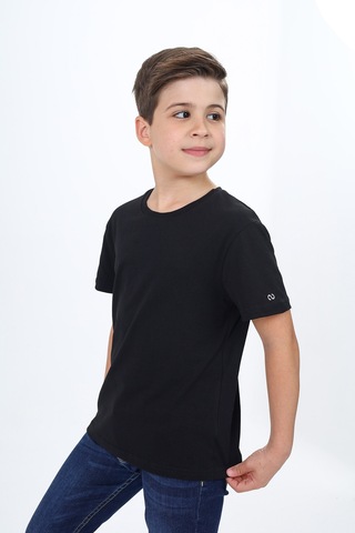 Toontoy Kids Toontoy Erkek Çocuk Bisiklet Yaka Kısa Kollu Tişört Siyah