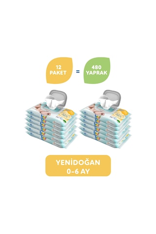 Uni Baby Yenidoğan Islak Havlu Mendil 12 x 40'lı 480 Yaprak