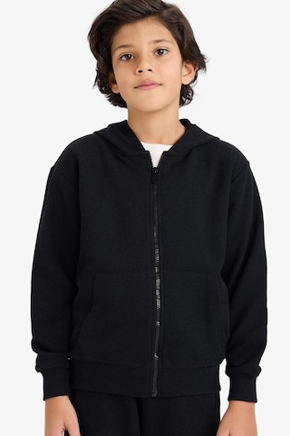 Defacto Erkek Çocuk Kapüşonlu Pike Fermuarlı Sweatshirt B6503a826spbk81 Siyah-bk81