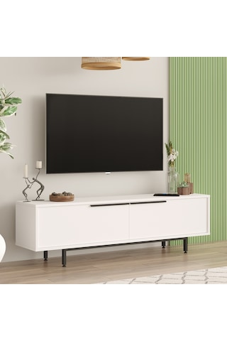 Yurudesign Ocean Tv Ünitesi Sehpası Metal Ayaklı 160cm Beyaz On1-w