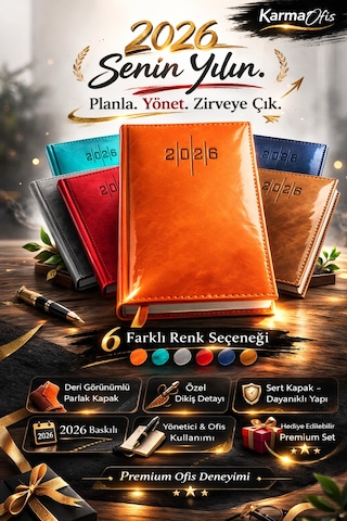 Turuncu Premium Deri Görünümlü Ajanda 14x20 Cm 7 Renk Seçenekli Sert Kapak Yönetici Planlayıcı Turuncu