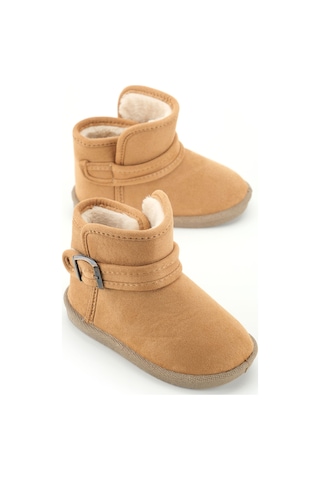 Gezer Kız Çocuk Kışlık Boğazdan Peluşlu Tek Kemer Cırt Cırtlı Ayarlanabilir Pvc Rahat Taban Ev Bahçe Camel