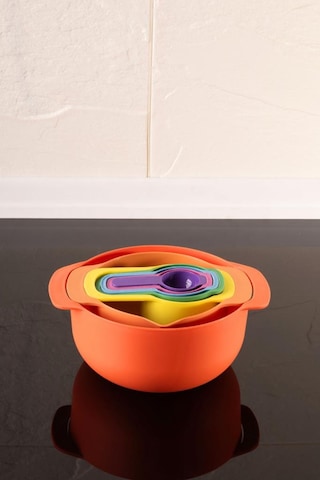 Easy Mix 7 Parça Mini Karıştırma Kabı Seti - Ölçü Kaşığı Seti Turuncu Turuncu