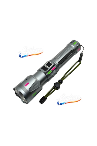 Rt-063 B Beyaz Lazer Taktik El Feneri - 60w, 6000 Lümen Full Yedek Pil Paketi Siyah