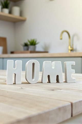 Dekoratif Minimal Beton Home Yazısı Biblo Beyaz