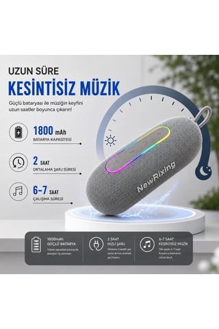 Rgb Ledli Ipx7 Su Geçirmez Özellikli Fm Radıo Tf Kart Destekli Taşınabilir Bluetooth Hoparlör