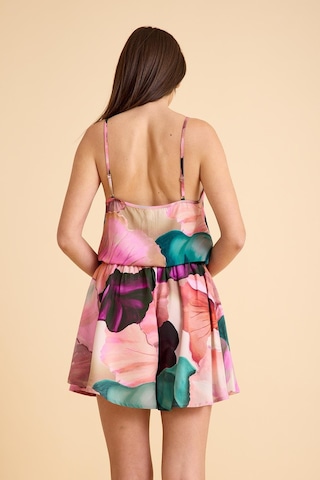 Paradise Sklamen İnce Askılı, Şortlu Pijama Takım Desenli