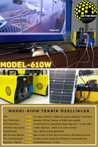 610w Taşınabilir Güç İstasyonu Lifepo4 Bataryalı Solar Jeneratör