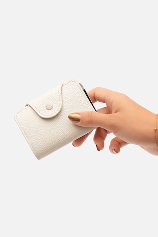 Mafi Unisex Kartell Hakiki Deri Kompakt Akordeon Kartlık Beyaz