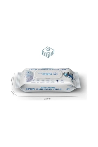 Koruyucu Krem İçerikli Islak Vücut Temizleme Mendili 50'li Set