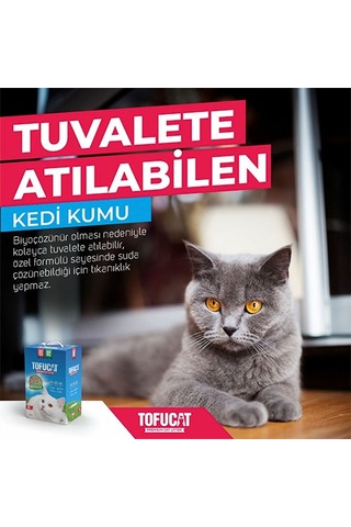 Tofucat Tuvalete Atılabilen Koku Hapsedeci Topaklaşan Doğal Tofu Kedi Kumu 2 x 8 L