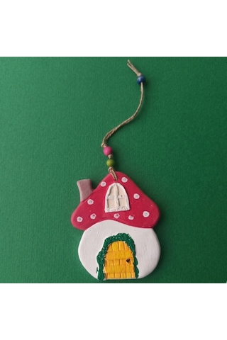 Cutemodels Mantar Ev Beyaz Duvar Süsü Ağaç Süsü Kapı Süsü 9x11 Cm