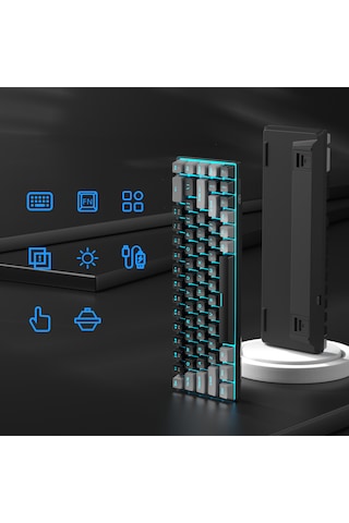 Magegee Mk-box 68 Tuş Kablolu Mekanik Red Switch Türkçe Q Gri-siyah Gaming Klavye