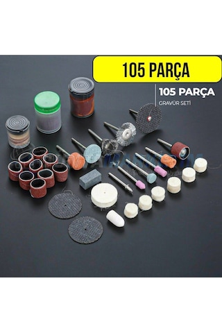 105 Parça Gravür Oyma Dremel Taşlama Zımpara Aksesuar Uc Seti Hob