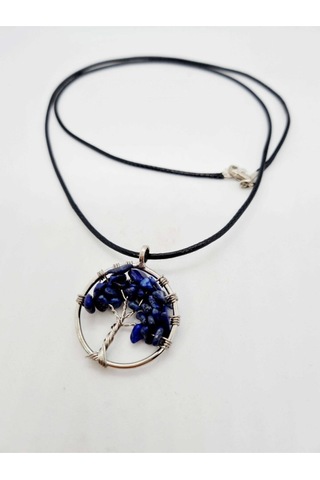 Sertifikalı Lapis Lazuli Taşı Hayat Ağacı Kolye Orijinal Doğal Taş Çok REnkli