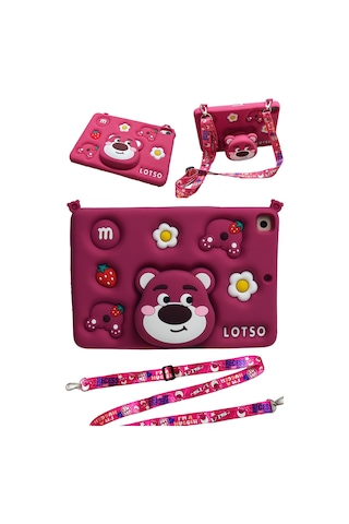 Apple Ipad 8. Ve 9. Nesil 10.2 Inç 2020 / 2021 Uyumlu Kedi Kılıf Standlı Eğlenceli Koruma Kırmızı