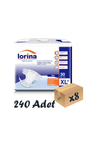 Lorina Tekstil Yüzeyli Bel Bantlı Yetişkin Hasta Bezi XL 30'Lu 8 Paket 240 Adet