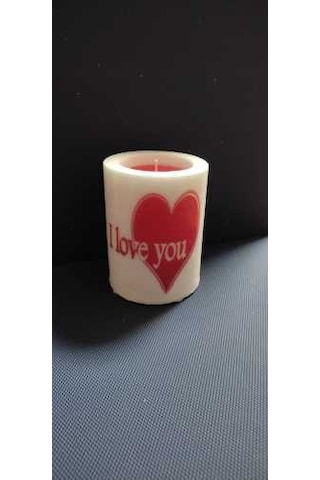 Adalinhome 9 cm Silindir Mum 3'lü Set Kalp Desenli