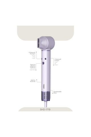 Sinbo SHD-1719 Pro Airwrap Compact Uzun Multi-styler Hava Üfleme 5in1 Saç Şekillendirici Bldc Motor Mor