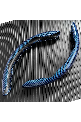 2025 Yeni Lüks Parlak Karbon Fiber Doku Araba Direksiyon Kapağı, Kaymayan, 2pcs Blue Mavi
